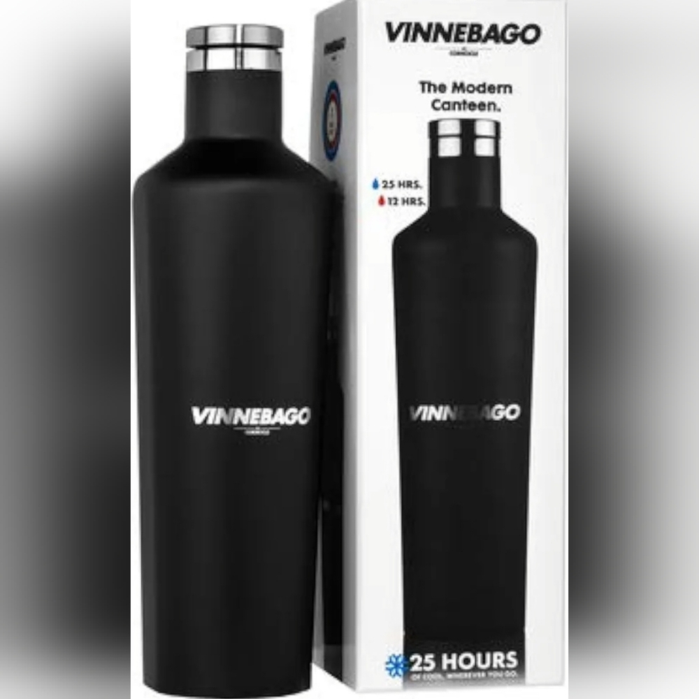 Vinnebago By Corkcicle Black Modern Canteen